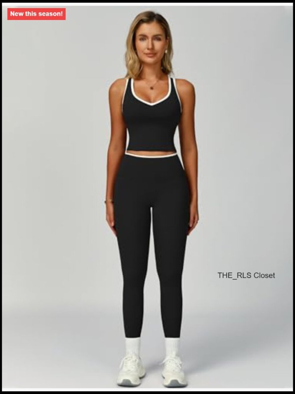 Racerback Tank Top with Built-in Bra and Tummy Control Leggings Workout Set - Picture 6 of 7